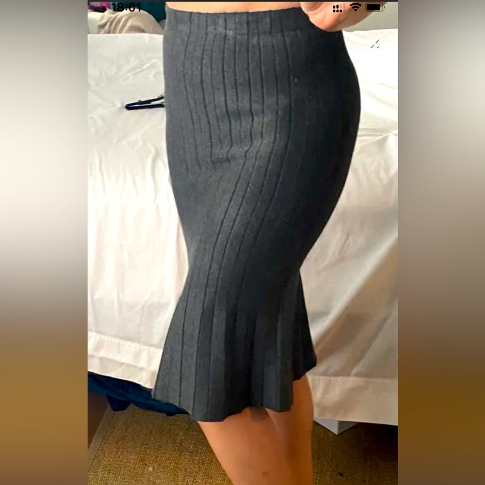 Pleated flared midi skirt